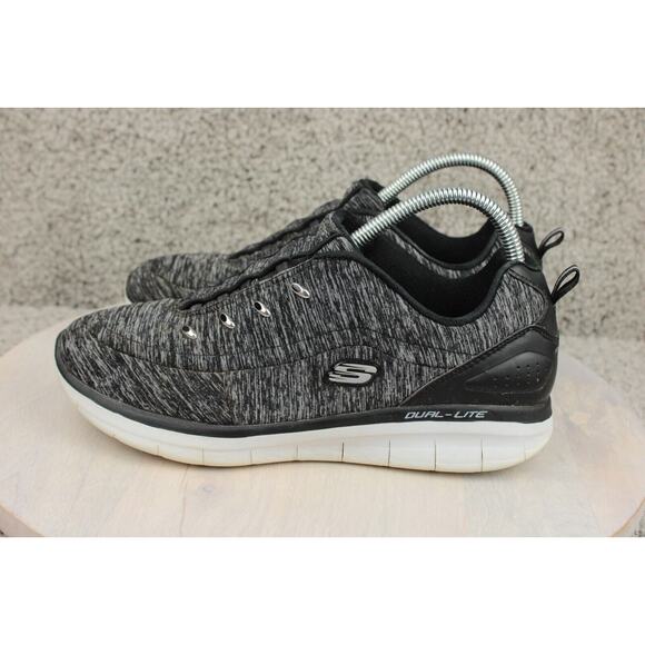 Skechers Relaxed Fit Memory Foam Sneaker Women 9 Black Gray Knit Slip On Comfort - Picture 3 of 8